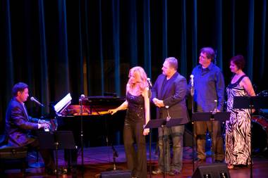 From left, Keith Thompson, Kristen Hertzenberg, Randal Keith, Bruce Ewing, and Joan Sobel perform a piece during The Composers Showcase at the Cabaret Jazz at The Smith Center, Wednesday Aug. 8, 2012.